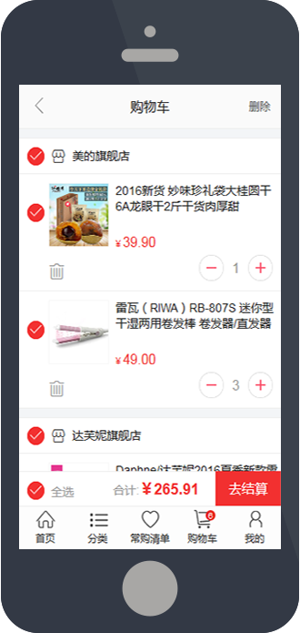 购物车页面